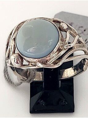 Ring Blue Chaladony Size 11  Silver 6.3 gr  Jerry Fran Harr  25 mm  10 mm Stone